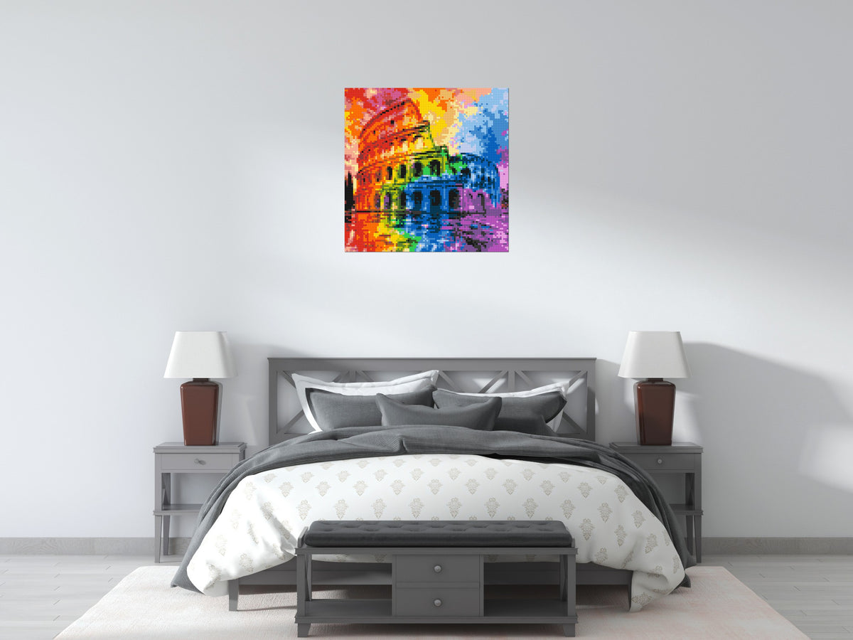 Rome Colosseum Vibrant Watercolor Art - Brick Art Mosaic Kit 4x4 large