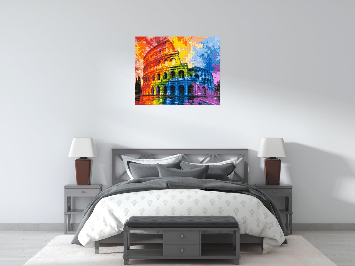 Rome Colosseum Vibrant Watercolor Art - Brick Art Mosaic Kit 5x4 scene