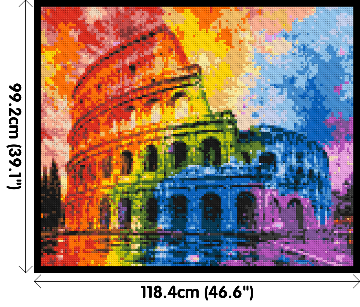 Rome Colosseum Vibrant Watercolor Art - Brick Art Mosaic Kit 6x5 dimensions with frame
