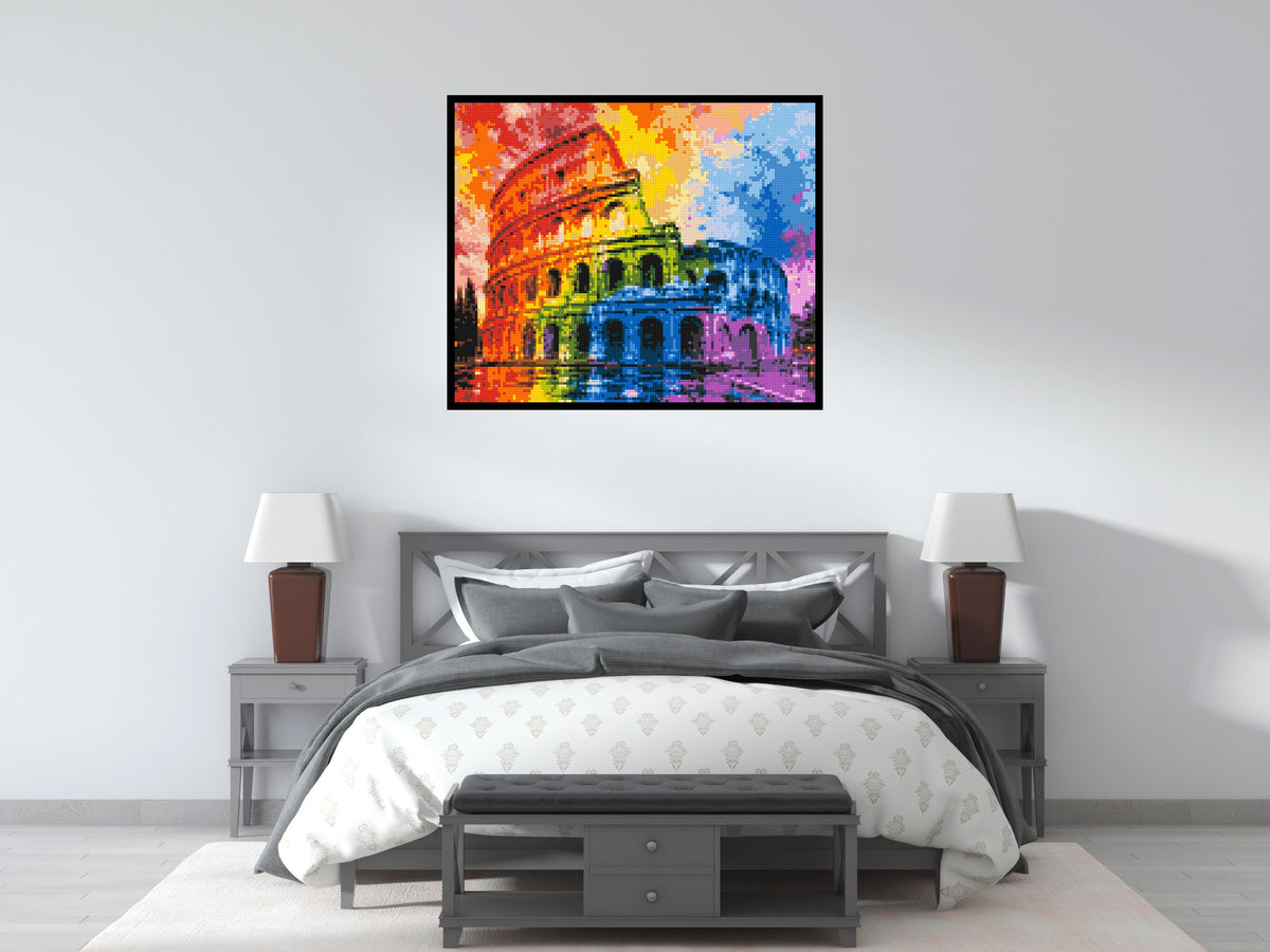 Rome Colosseum Vibrant Watercolor Art - Brick Art Mosaic Kit 6x5 large