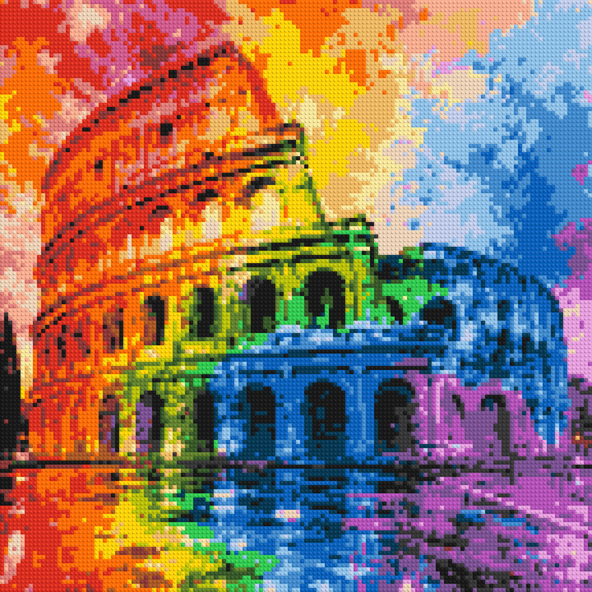 Rome Colosseum Vibrant Watercolor Art - Brick Art Mosaic Kit 6x6 large