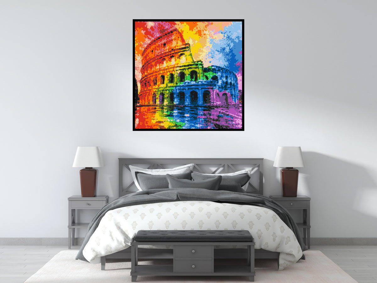 Rome Colosseum Vibrant Watercolor Art - Brick Art Mosaic Kit 6x6 large