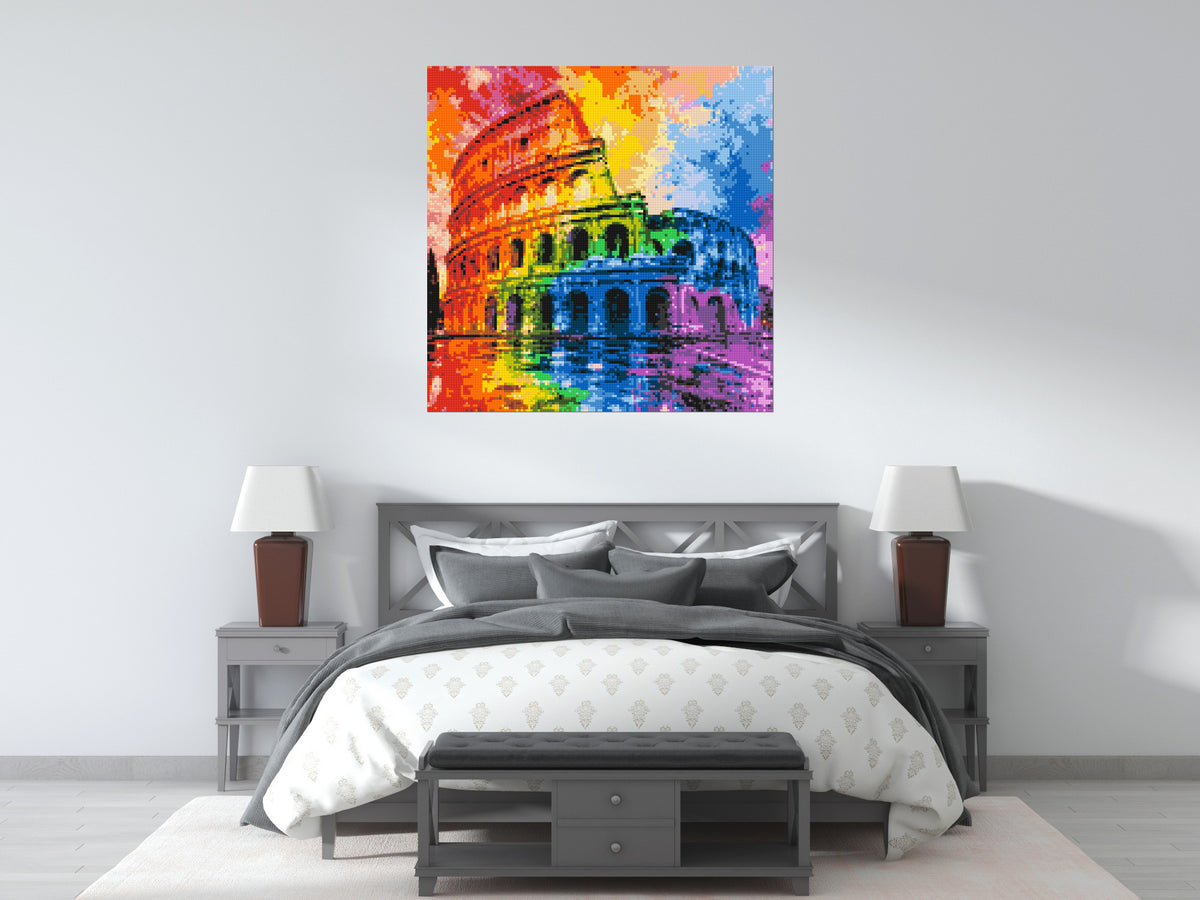 Rome Colosseum Vibrant Watercolor Art - Brick Art Mosaic Kit 6x6 scene
