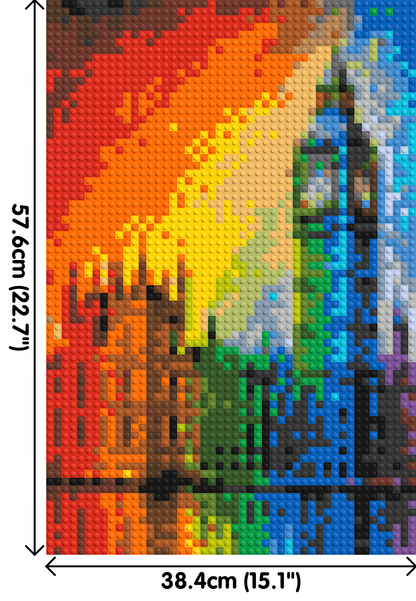 London's Big Ben Vibrant Post-Impressionist - Brick Art Mosaic Kit 2x3 large