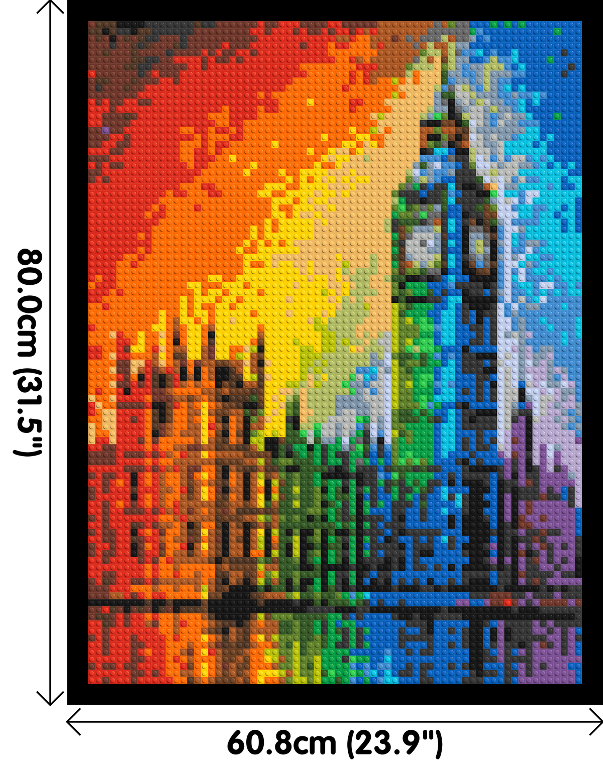 London's Big Ben Vibrant Post-Impressionist - Brick Art Mosaic Kit 3x4 dimensions with frame