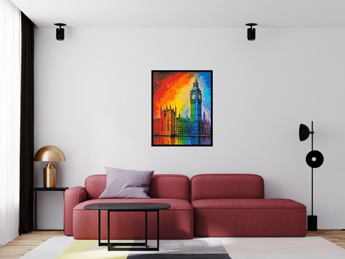 London's Big Ben Vibrant Post-Impressionist - Brick Art Mosaic Kit 4x5 large