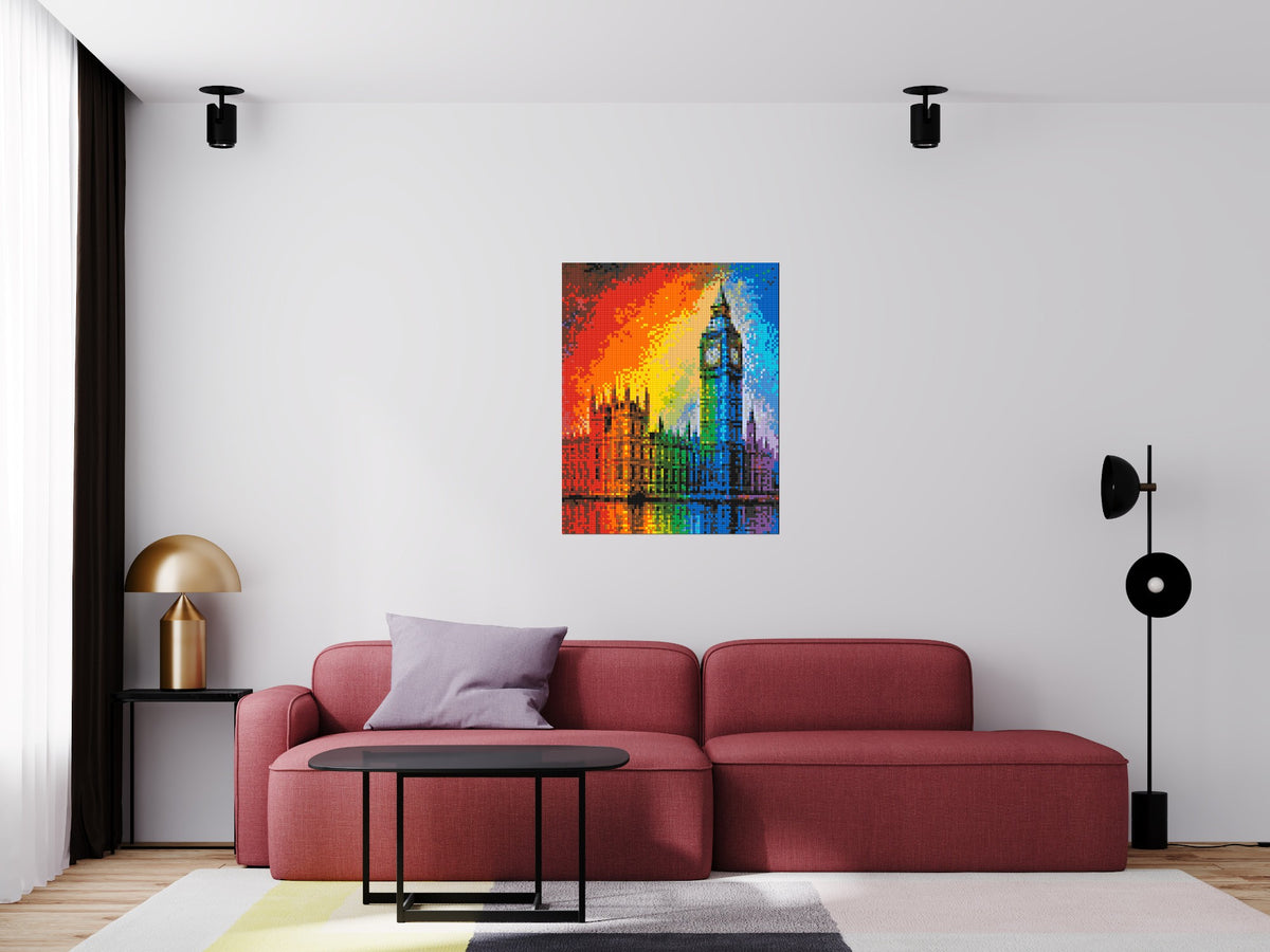 London's Big Ben Vibrant Post-Impressionist - Brick Art Mosaic Kit 4x5 scene