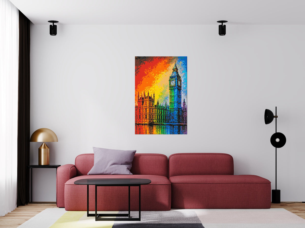 London's Big Ben Vibrant Post-Impressionist - Brick Art Mosaic Kit 4x6 scene