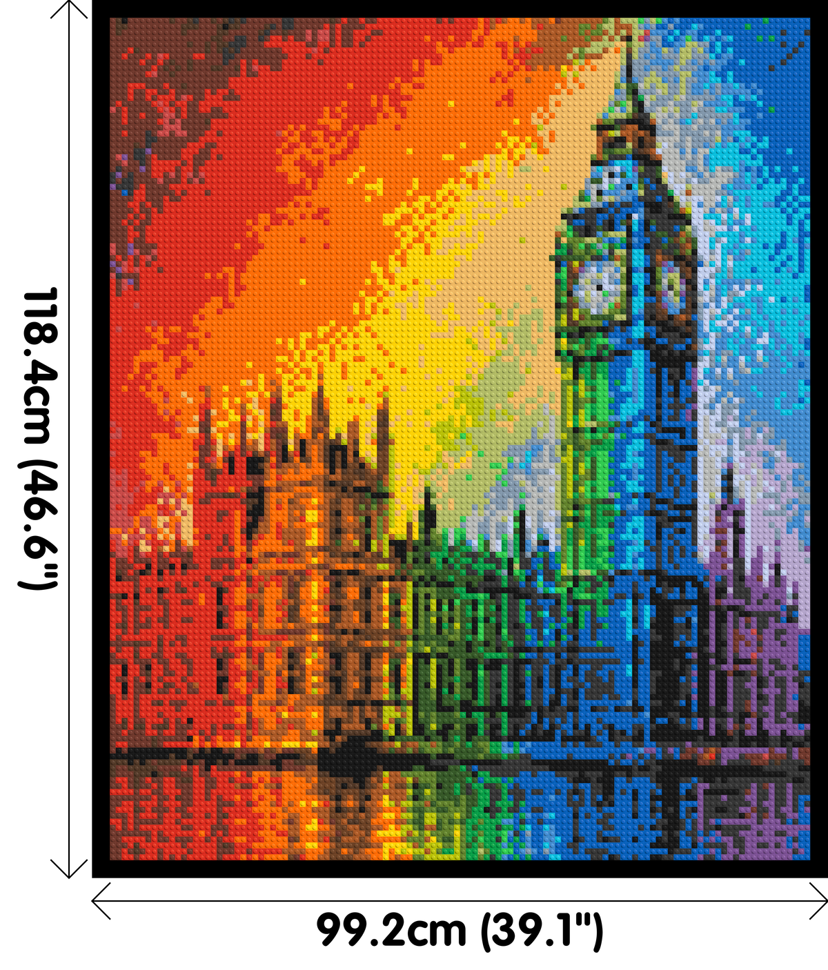 London's Big Ben Vibrant Post-Impressionist - Brick Art Mosaic Kit 5x6 large