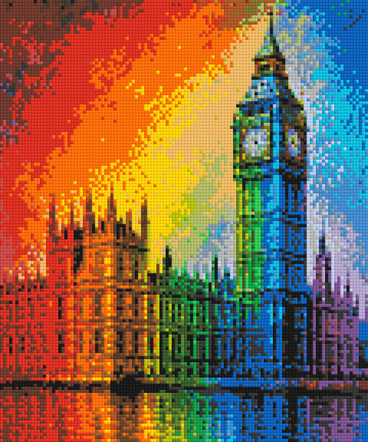 London's Big Ben Vibrant Post-Impressionist - Brick Art Mosaic Kit 5x6 large