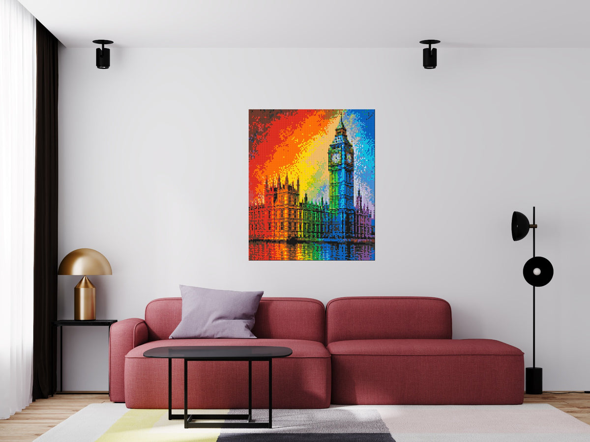 London's Big Ben Vibrant Post-Impressionist - Brick Art Mosaic Kit 5x6 scene