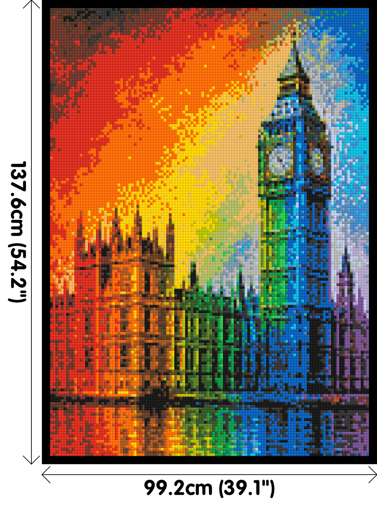 London's Big Ben Vibrant Post-Impressionist - Brick Art Mosaic Kit 5x7 dimensions with frame