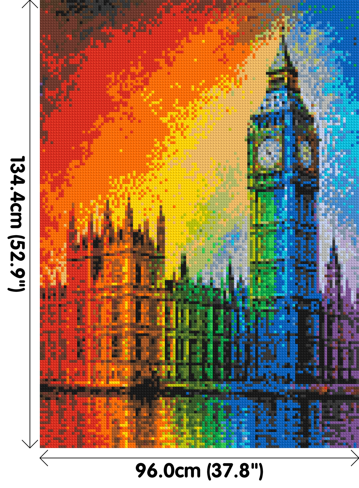 London's Big Ben Vibrant Post-Impressionist - Brick Art Mosaic Kit 5x7 large