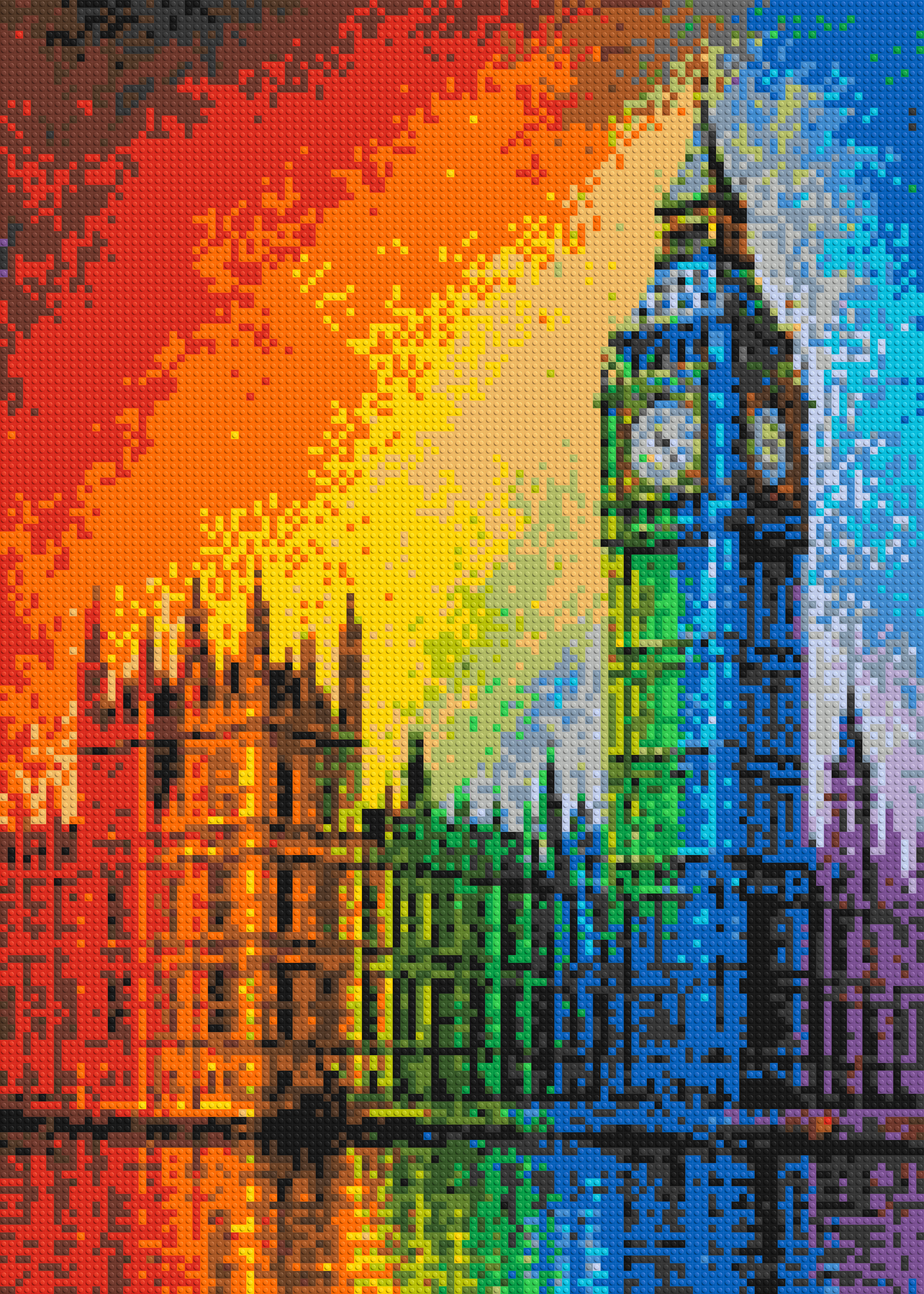 London's Big Ben Vibrant Post-Impressionist - Brick Art Mosaic Kit 5x7 large