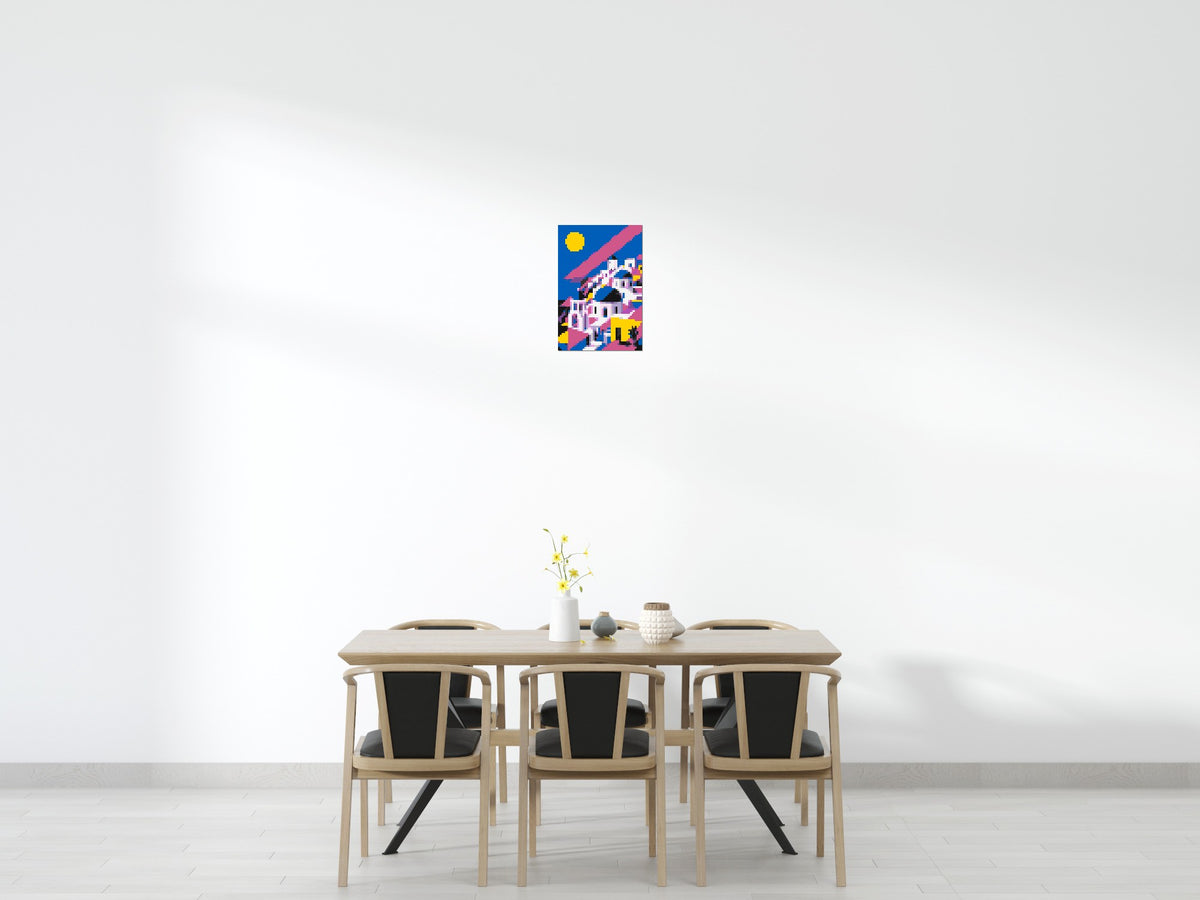 Santorini Geometric Pop Art - Brick Art Mosaic Kit 2x3 scene