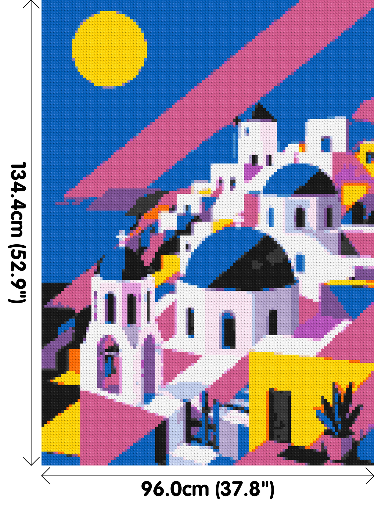 Santorini Geometric Pop Art - Brick Art Mosaic Kit 5x7 dimensions