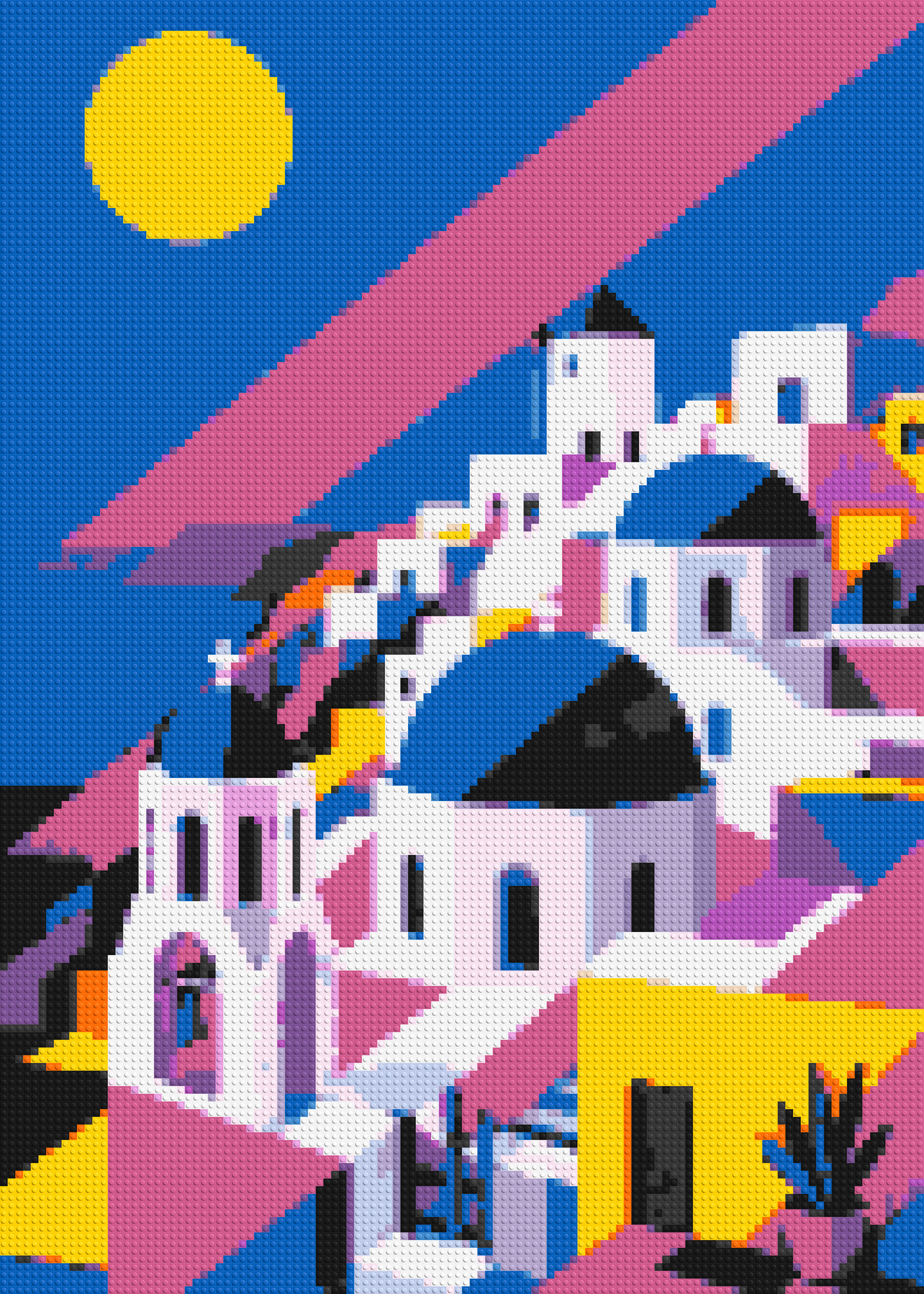 Santorini Geometric Pop Art - Brick Art Mosaic Kit 5x7 large