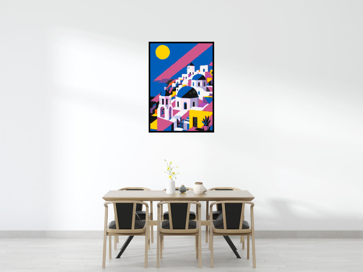 Santorini Geometric Pop Art - Brick Art Mosaic Kit 5x7 large