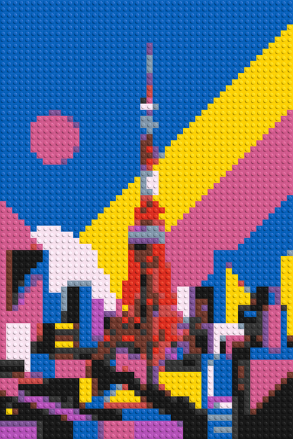 Tokyo Tower Geometric Pop Art - Brick Art Mosaic Kit 2x3 large