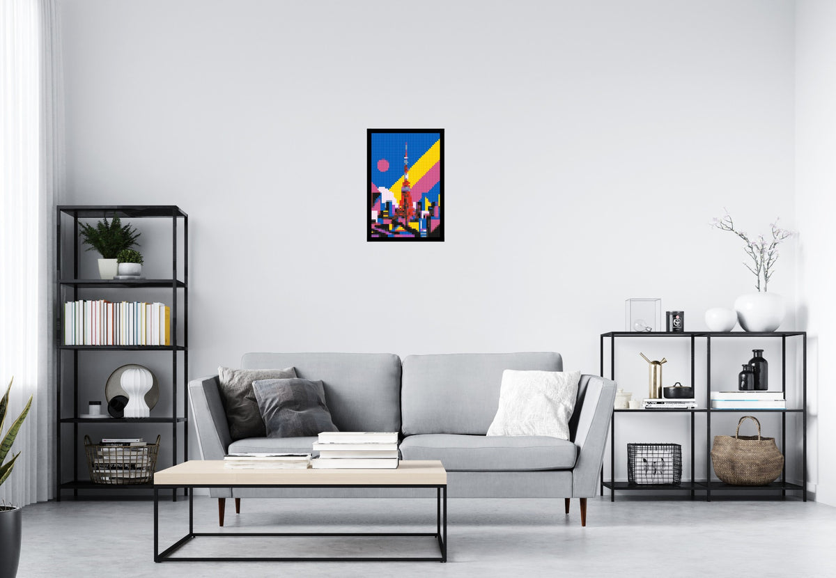 Tokyo Tower Geometric Pop Art - Brick Art Mosaic Kit 2x3 large