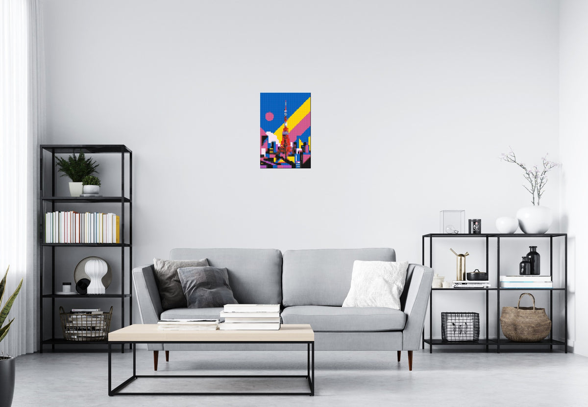 Tokyo Tower Geometric Pop Art - Brick Art Mosaic Kit 2x3 scene
