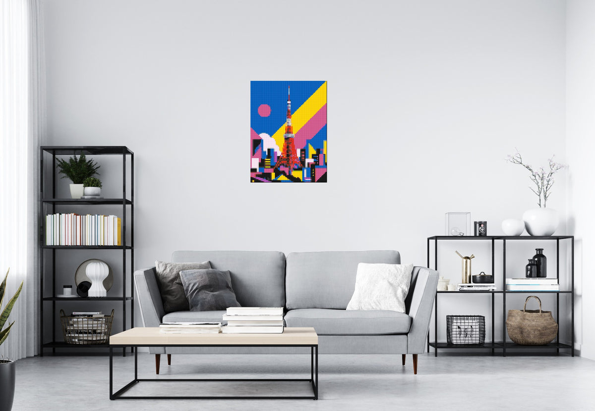 Tokyo Tower Geometric Pop Art - Brick Art Mosaic Kit 3x4 scene