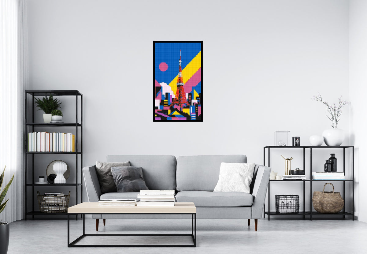 Tokyo Tower Geometric Pop Art - Brick Art Mosaic Kit 3x5 large