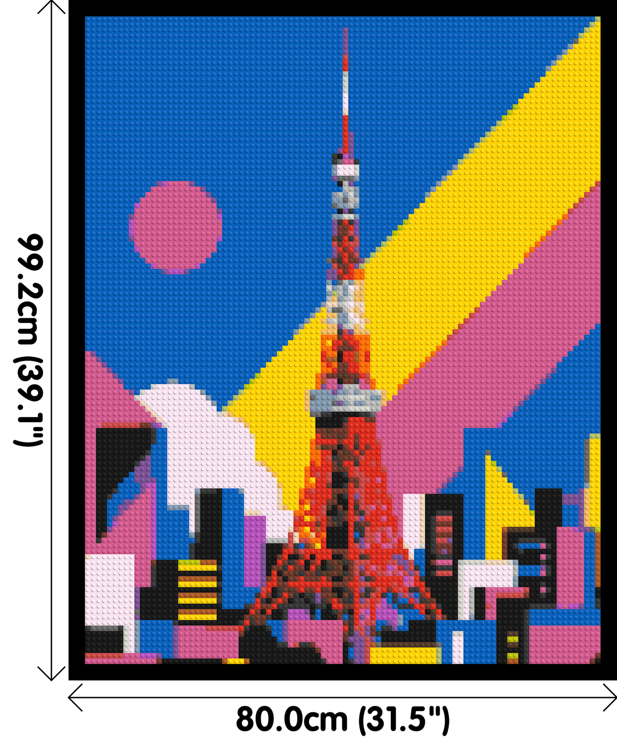Tokyo Tower Geometric Pop Art - Brick Art Mosaic Kit 4x5 dimensions with frame