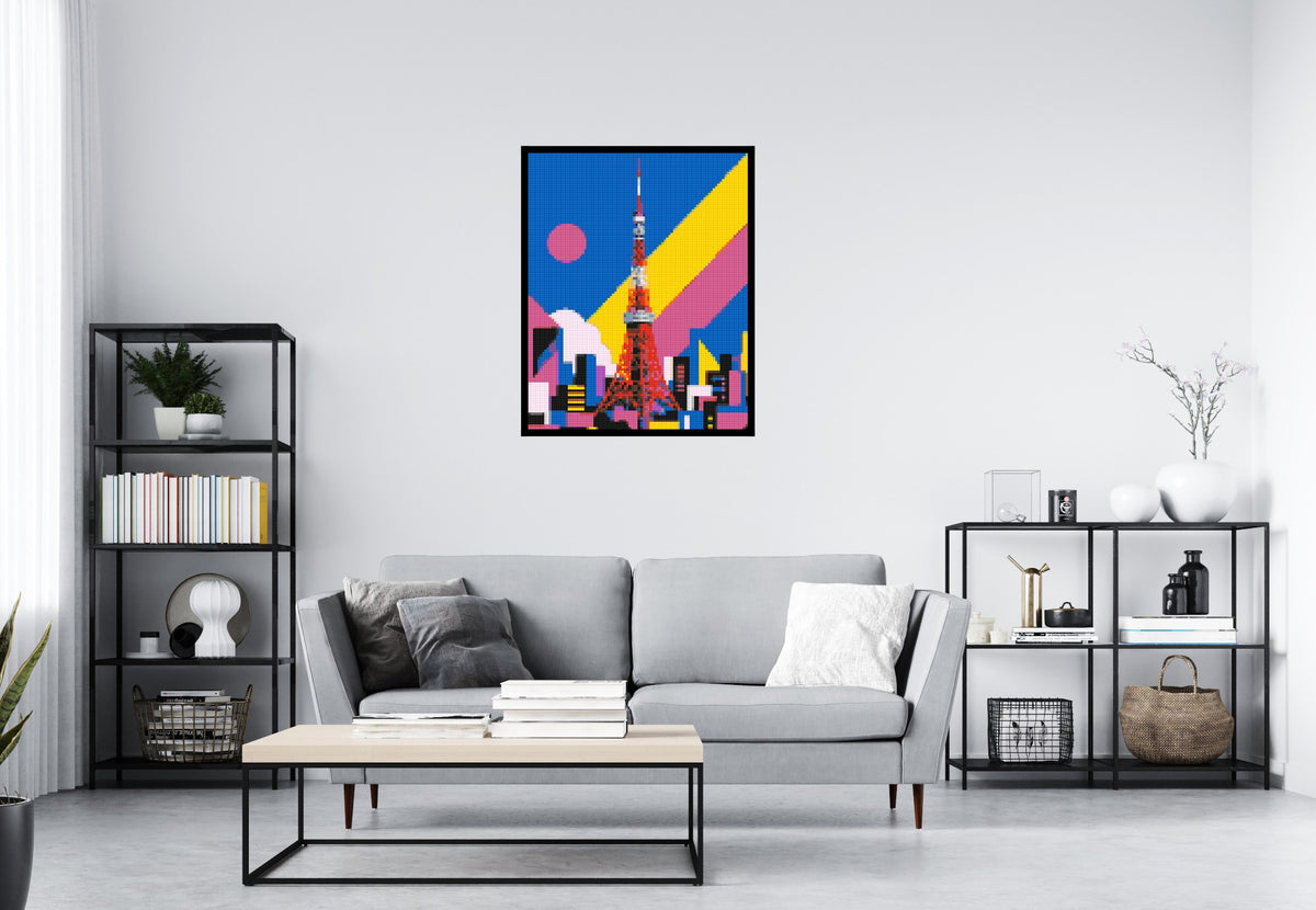 Tokyo Tower Geometric Pop Art - Brick Art Mosaic Kit 4x5 large