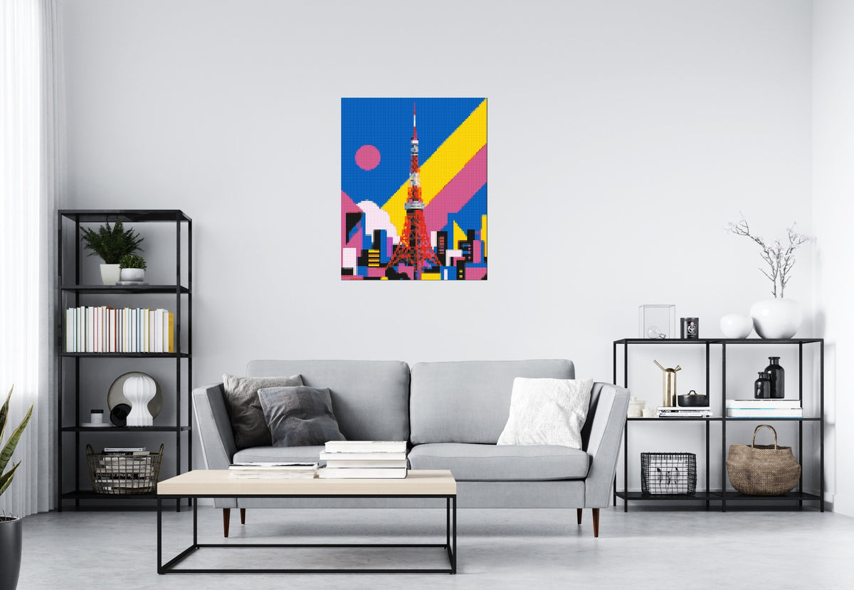 Tokyo Tower Geometric Pop Art - Brick Art Mosaic Kit 4x5 large