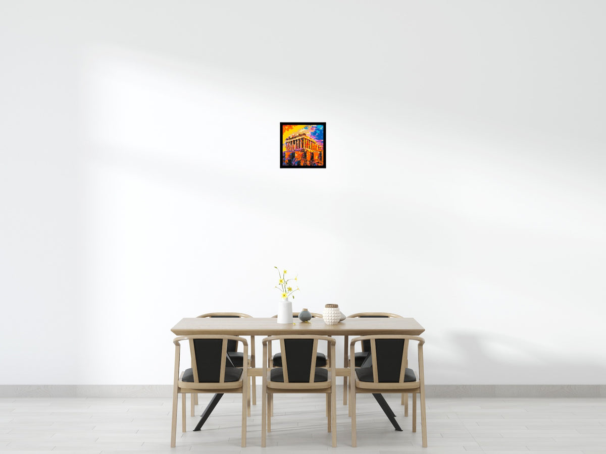 Athens Parthenon Vibrant Post-Impressionist - Brick Art Mosaic Kit 2x2 scene with frame