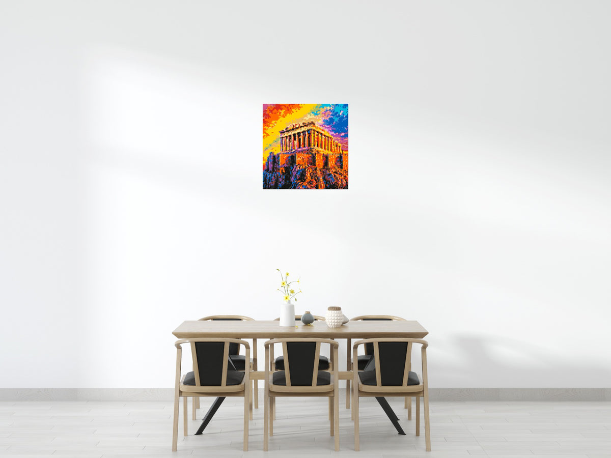 Athens Parthenon Vibrant Post-Impressionist - Brick Art Mosaic Kit 4x4 scene