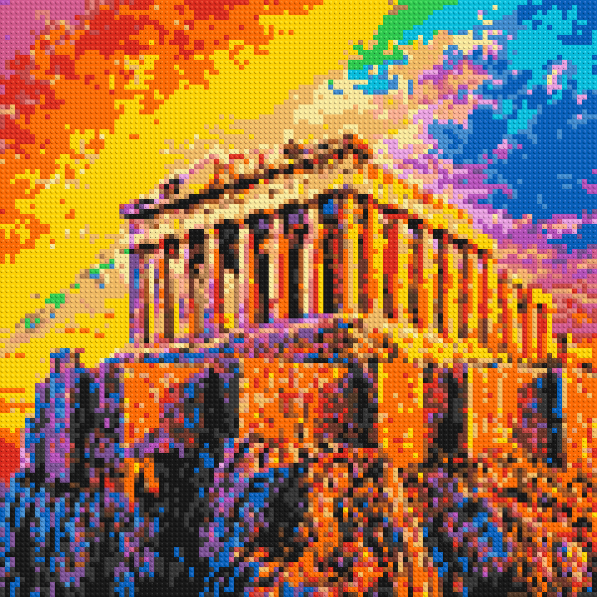 Athens Parthenon Vibrant Post-Impressionist - Brick Art Mosaic Kit 5x5 large
