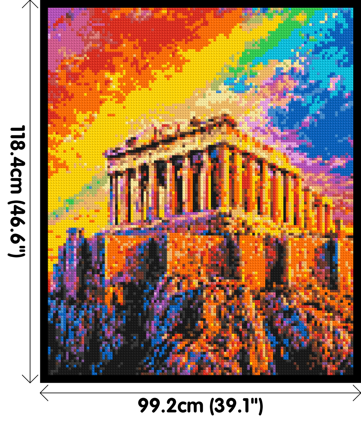 Athens Parthenon Vibrant Post-Impressionist - Brick Art Mosaic Kit 5x6 dimensions with frame