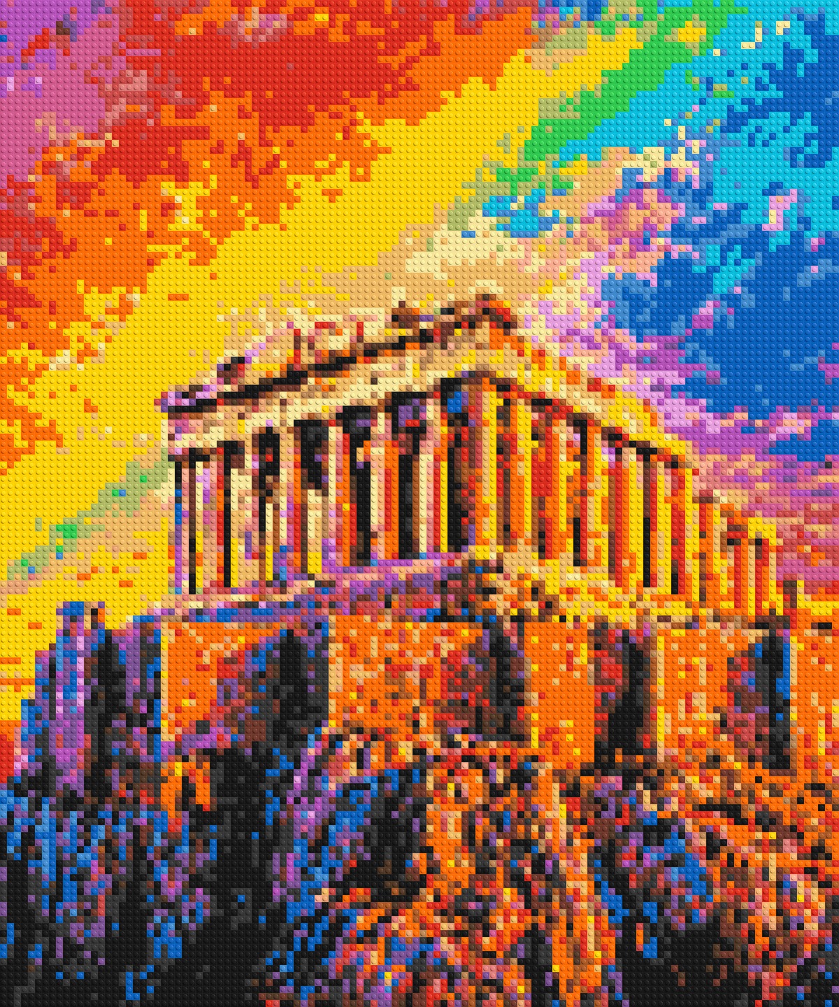 Athens Parthenon Vibrant Post-Impressionist - Brick Art Mosaic Kit 5x6 large