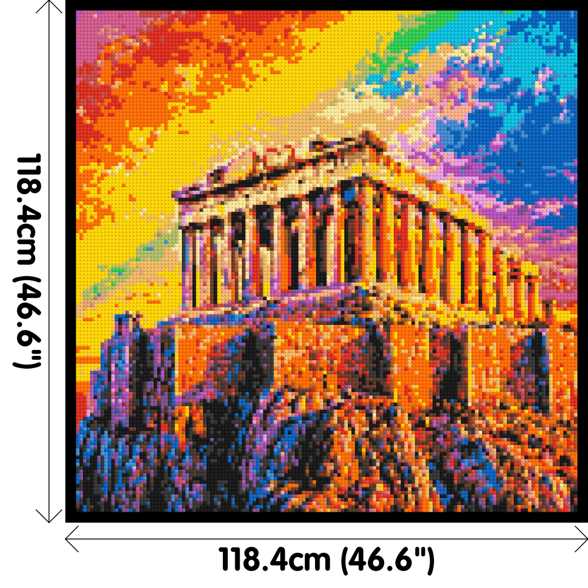 Athens Parthenon Vibrant Post-Impressionist - Brick Art Mosaic Kit 6x6 large