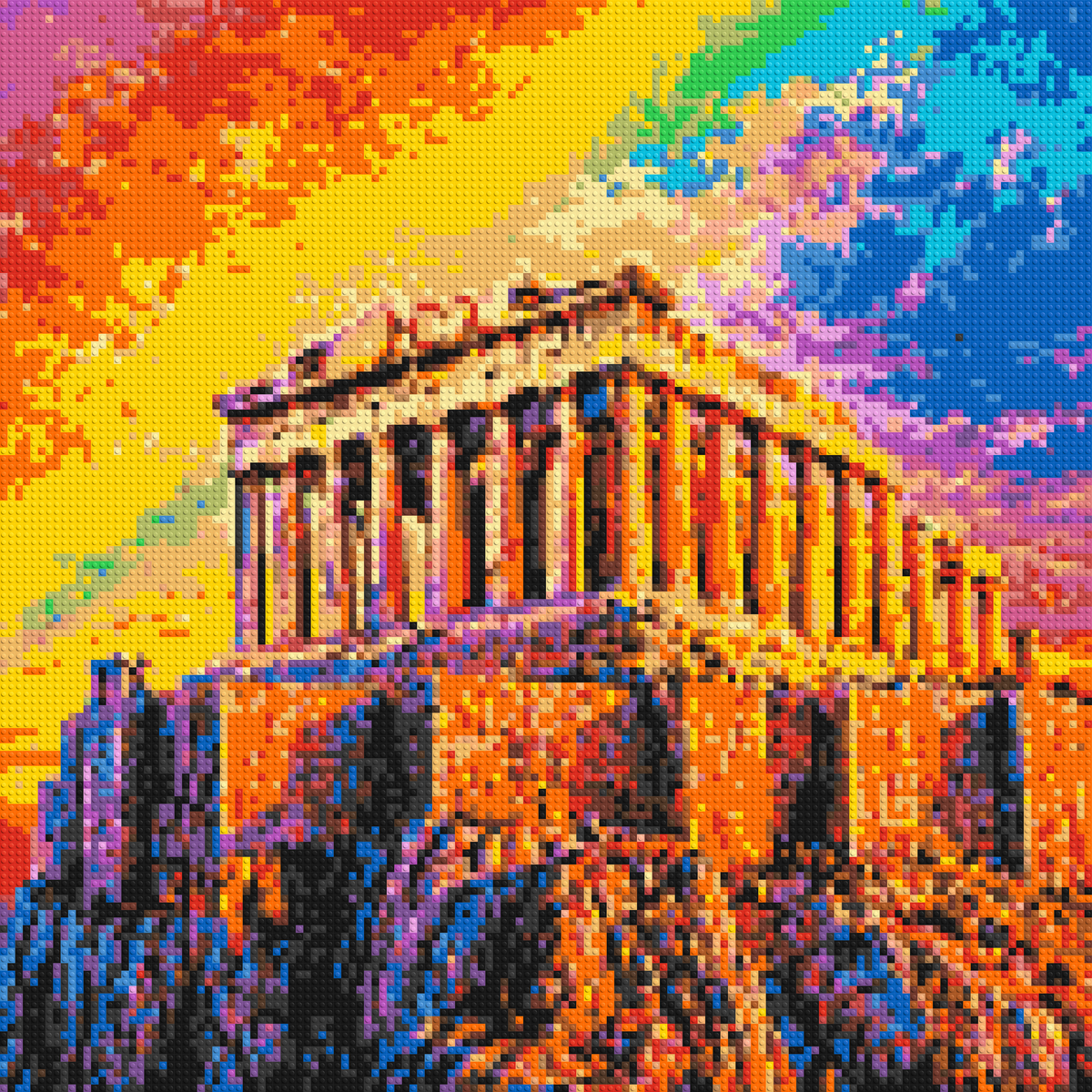 Athens Parthenon Vibrant Post-Impressionist - Brick Art Mosaic Kit 6x6 large