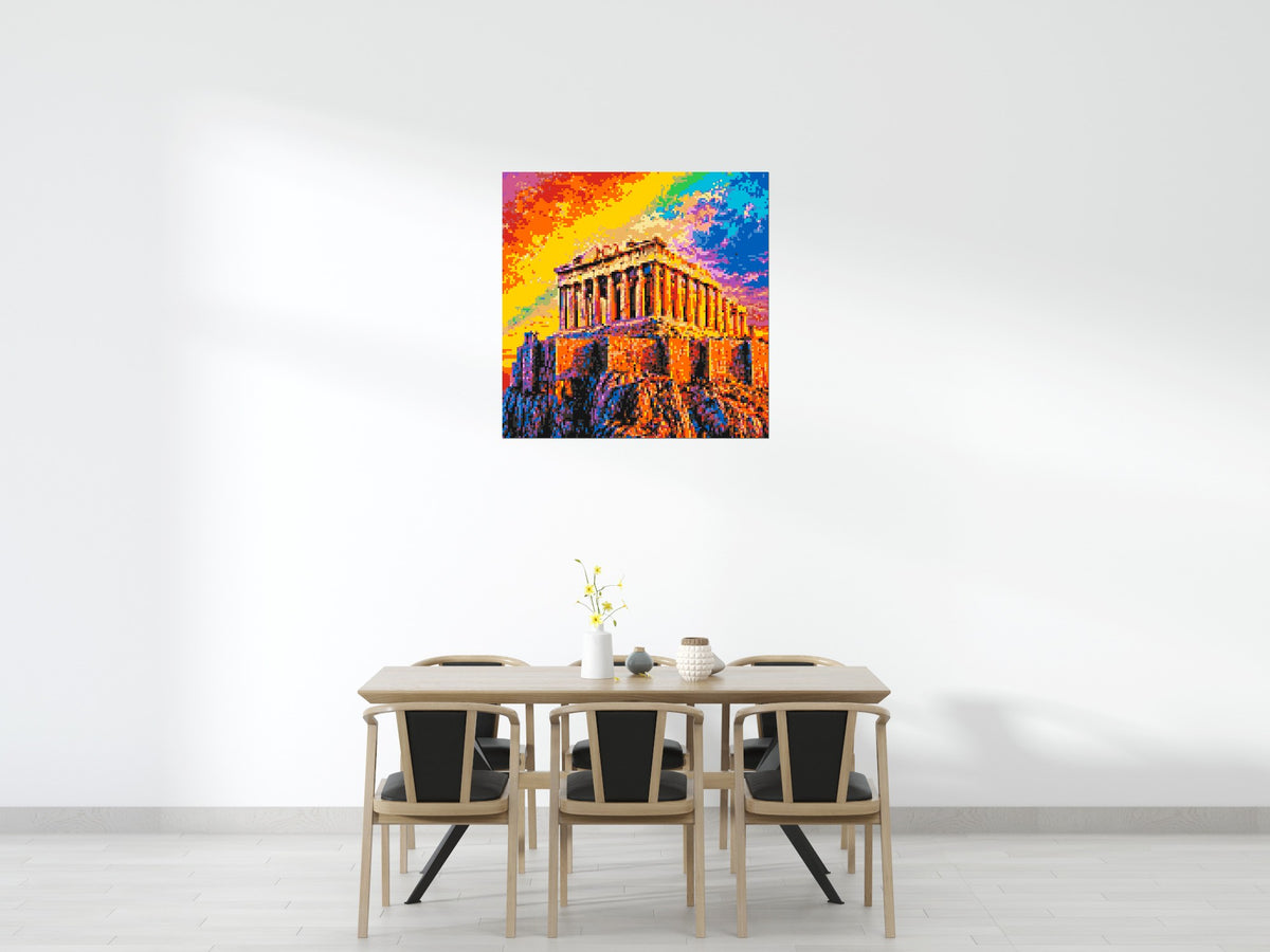 Athens Parthenon Vibrant Post-Impressionist - Brick Art Mosaic Kit 6x6 scene