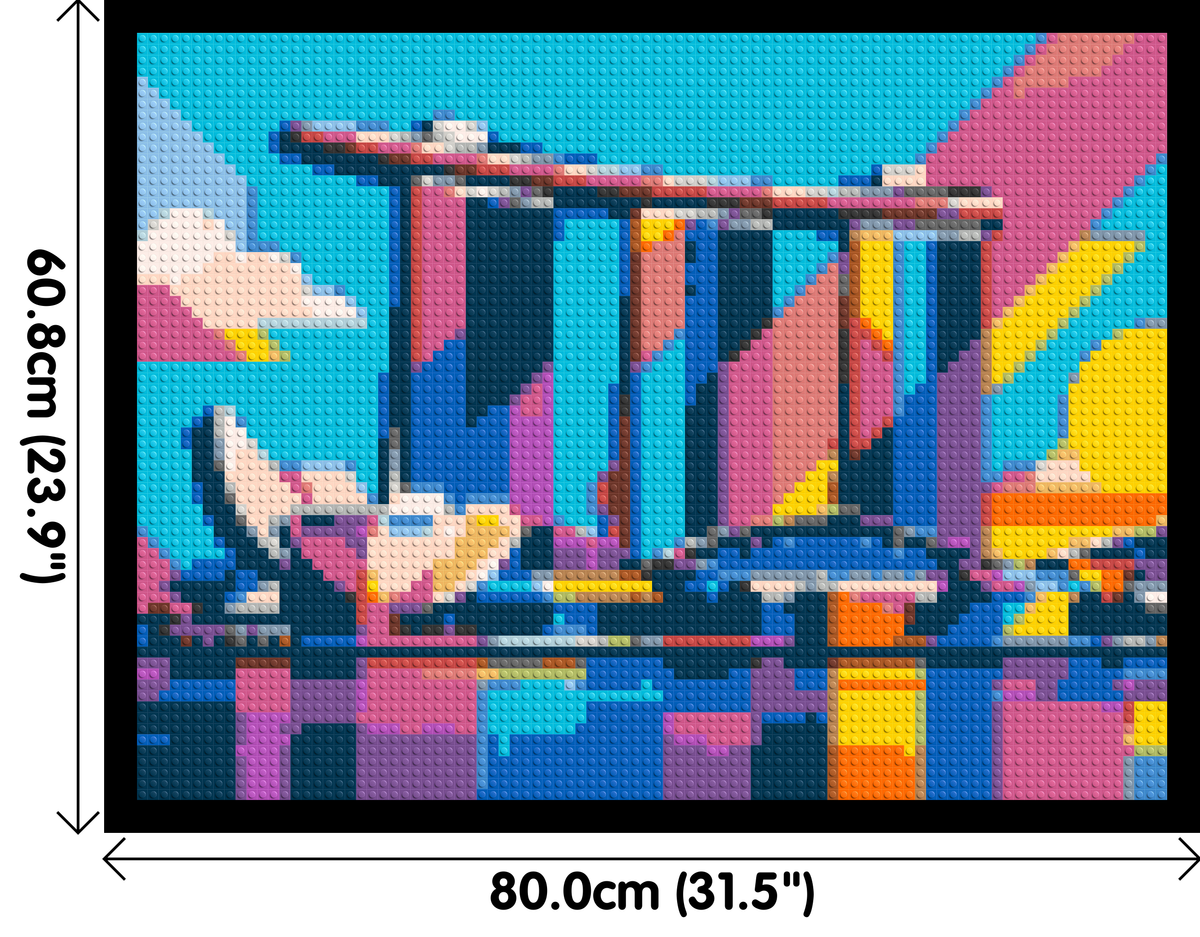 Singapore's Marina Bay Sands Geometric Pop Art - Brick Art Mosaic Kit 4x3 dimensions with frame