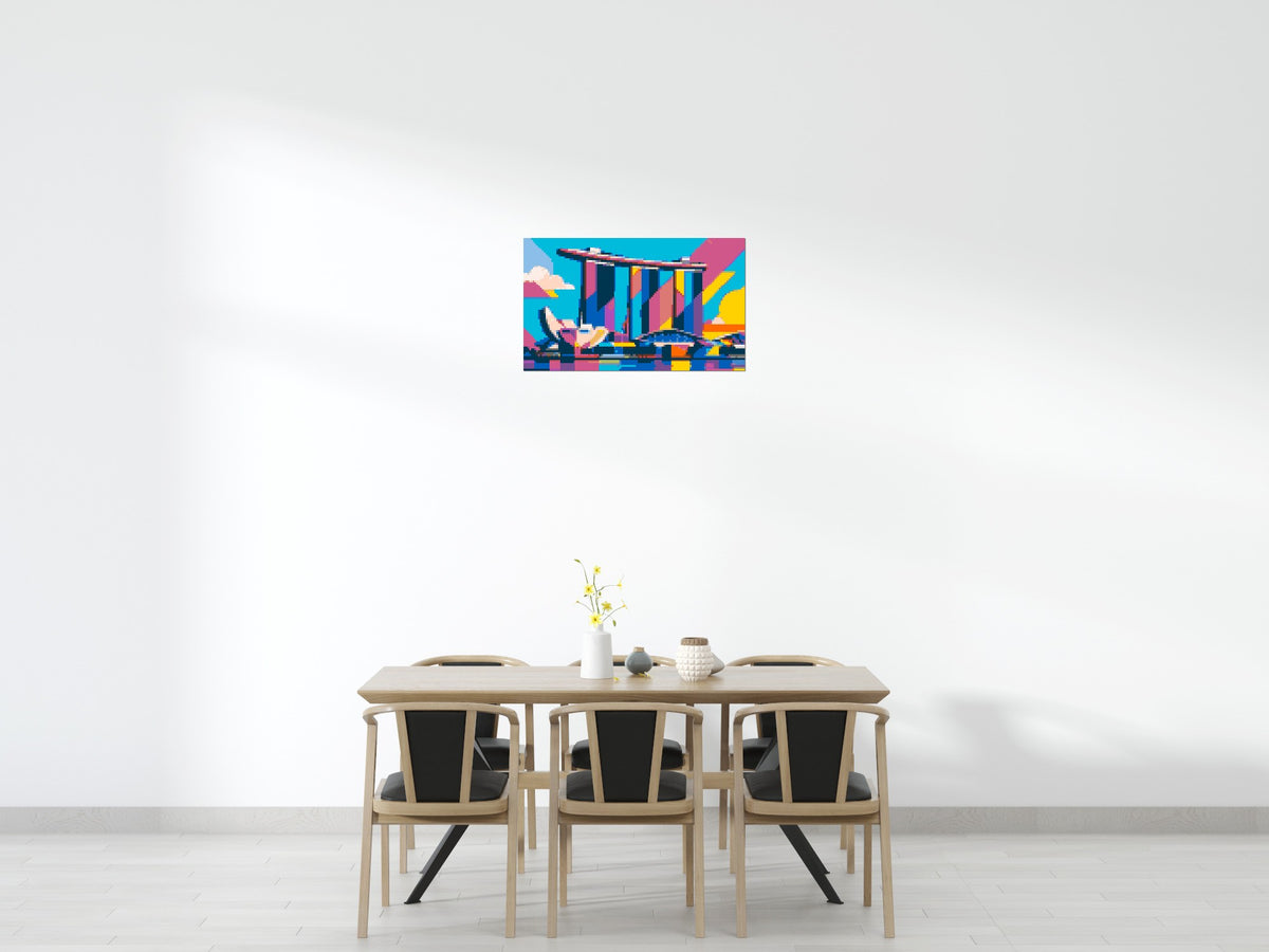 Singapore's Marina Bay Sands Geometric Pop Art - Brick Art Mosaic Kit 5x3 scene
