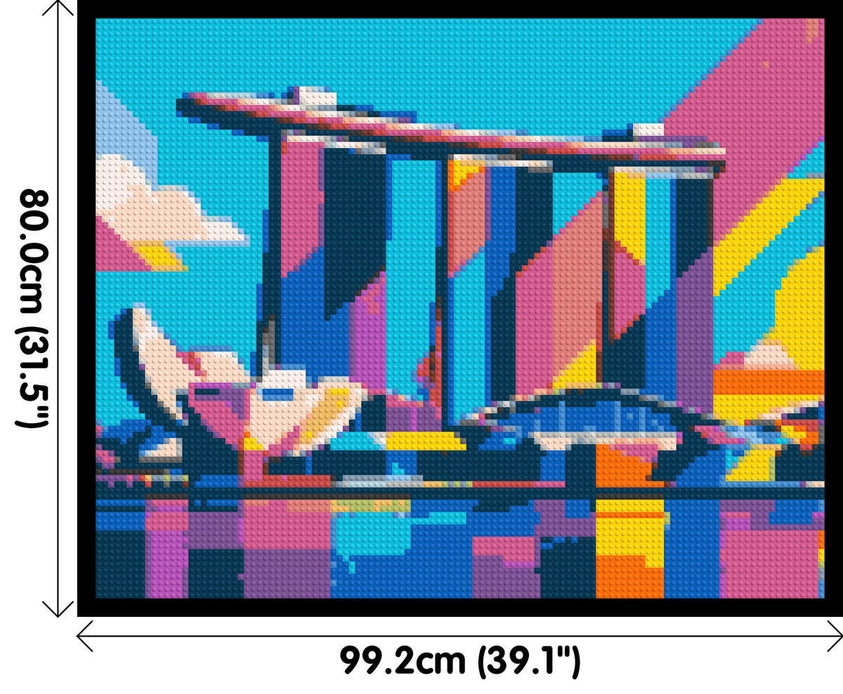Singapore's Marina Bay Sands Geometric Pop Art - Brick Art Mosaic Kit 5x4 dimensions with frame