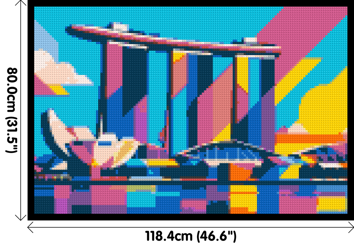 Singapore's Marina Bay Sands Geometric Pop Art - Brick Art Mosaic Kit 6x4 large