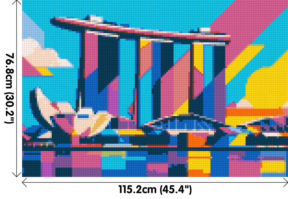 Singapore's Marina Bay Sands Geometric Pop Art - Brick Art Mosaic Kit 6x4 large