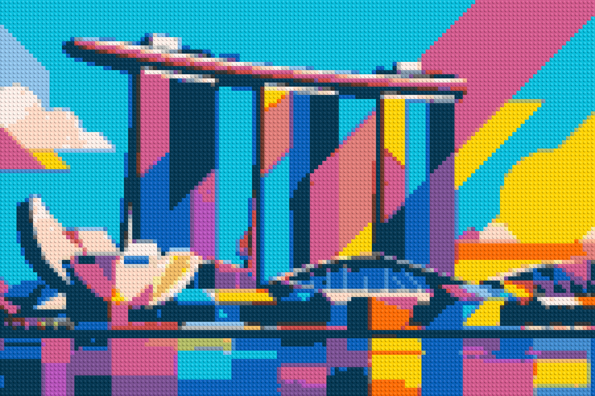 Singapore's Marina Bay Sands Geometric Pop Art - Brick Art Mosaic Kit 6x4 large
