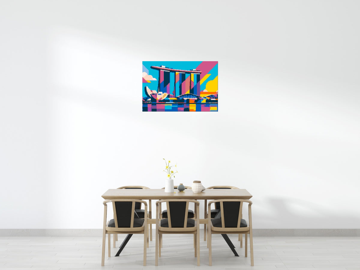 Singapore's Marina Bay Sands Geometric Pop Art - Brick Art Mosaic Kit 6x4 large