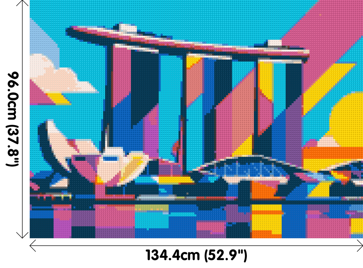 Singapore's Marina Bay Sands Geometric Pop Art - Brick Art Mosaic Kit 7x5 large