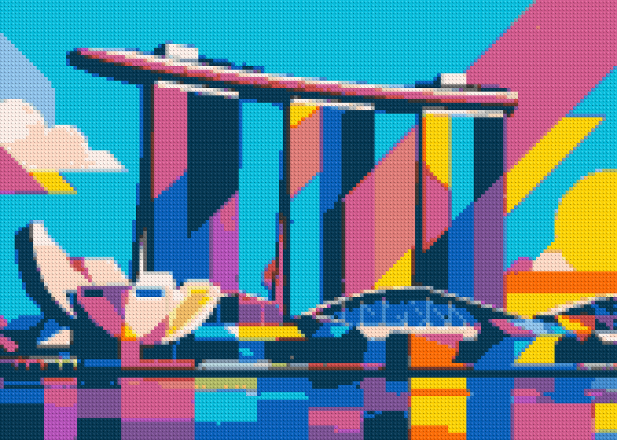 Singapore's Marina Bay Sands Geometric Pop Art - Brick Art Mosaic Kit 7x5 large