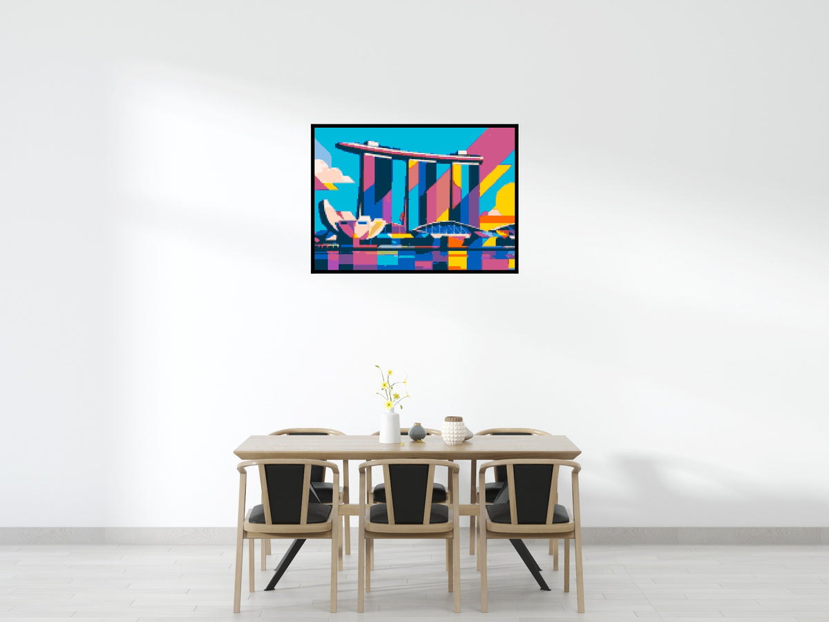 Singapore's Marina Bay Sands Geometric Pop Art - Brick Art Mosaic Kit 7x5 large