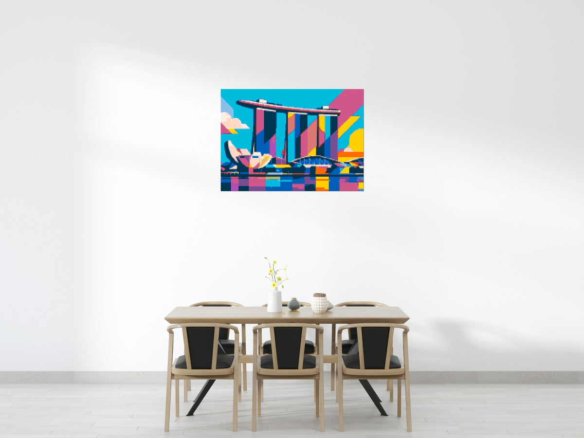 Singapore's Marina Bay Sands Geometric Pop Art - Brick Art Mosaic Kit 7x5 scene