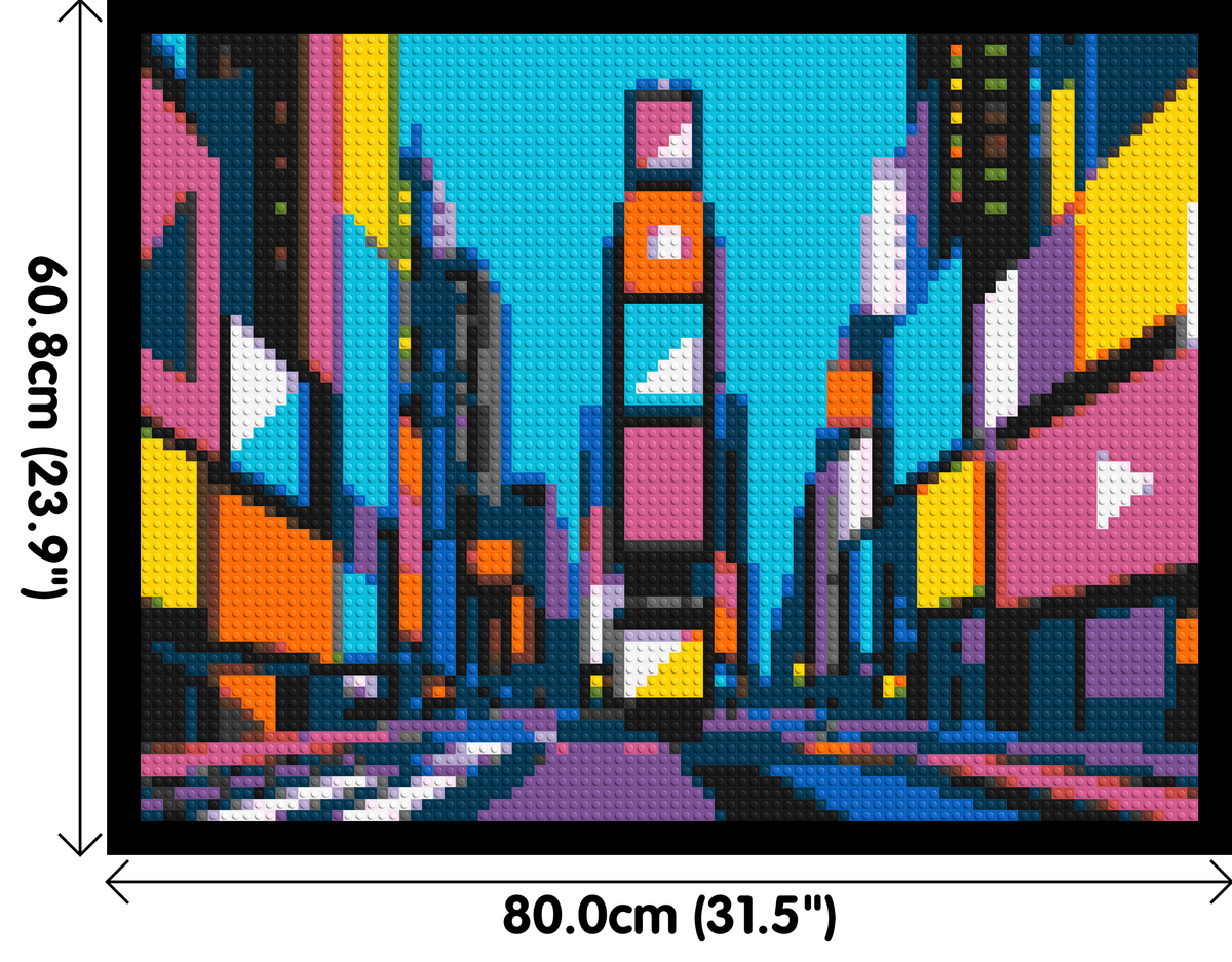 Times Square Geometric Pop Art - Brick Art Mosaic Kit 4x3 dimensions with frame